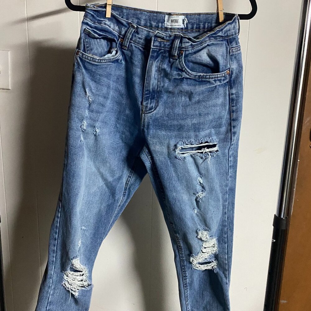 Refuge Denim Mom Women's Blue Ripped Jeans